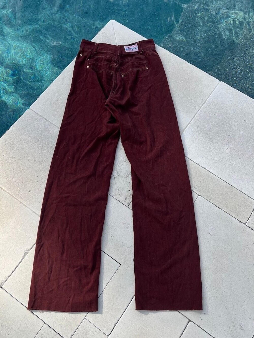 1970s vintage LEVIS burgundy HIGH WAIST pants  26x34 jeans CHAMOIS velvet
